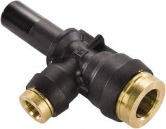 Parker - 1/4" Tube OD, Composite Push-to-Connect Tube Plug-In Run Tee - Tube to Stem Connection, 250 Max psi, Buna-N O-Ring, -40 to 200°F Working Temp - Exact Tool & Supply