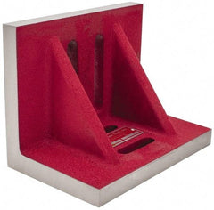 Suburban Tool - 8" Wide x 5" Deep x 6" High Cast Iron Machined Angle Plate - Standard Plate, Through-Slots on Surface, Double Web, 3/4" Thick, Single Plate - Exact Tool & Supply