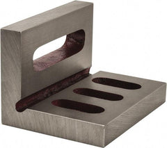 Suburban Tool - 4-1/2" Wide x 3" Deep x 3-1/2" High Cast Iron Machined Angle Plate - Standard Plate, Through-Slots on Surface, Open End, 5/8" Thick, Single Plate - Exact Tool & Supply