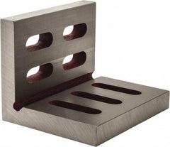 Suburban Tool - 6" Wide x 4-1/2" Deep x 5" High Cast Iron Machined Angle Plate - Standard Plate, Through-Slots on Surface, Open End, 13/16" Thick, Single Plate - Exact Tool & Supply
