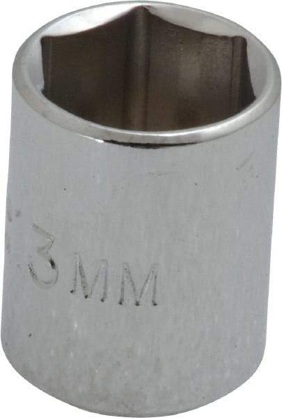 Proto - 1/4" Drive, Standard Hand Socket - 6 Points, 7/8" OAL, Chrome Finish - Exact Tool & Supply