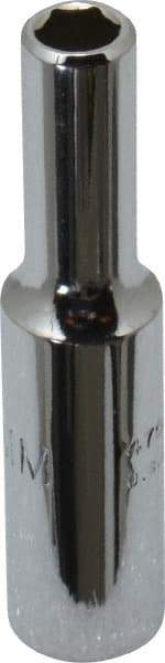 Proto - 1/4" Drive, Deep Hand Socket - 6 Points, 1-15/16" OAL, Chrome Finish - Exact Tool & Supply