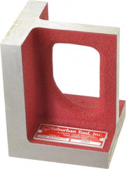Suburban Tool - 1 Hole, 5" High x 3-3/4" Wide x 4" Deep, Right Angle Iron - Cast Iron, Precision Ground, 3/4" Thick, Parallel to within 0.00025" per 6", Square to within 0.0005" per 6" - Exact Tool & Supply
