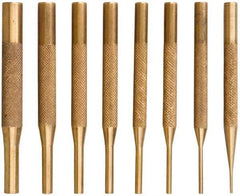 SPI - 8 Piece, 1/16 to 5/16", Pin Punch Set - Brass & Steel, Comes in Wooden Box - Exact Tool & Supply