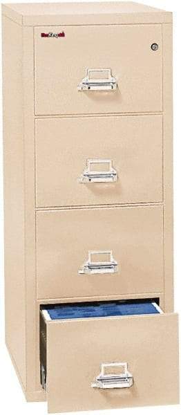 FireKing - 20.81" Wide x 52-3/4" High x 31-9/16" Deep, 4 Drawer Vertical File - Steel, Parchment - Exact Tool & Supply