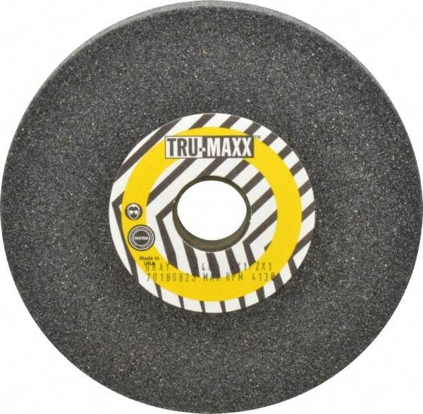 Tru-Maxx - 46 Grit Aluminum Oxide Bench & Pedestal Grinding Wheel - 6" Diam x 1" Hole x 1/2" Thick, 4138 Max RPM, O Hardness, Coarse Grade , Vitrified Bond - Exact Tool & Supply