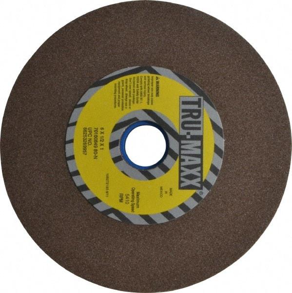 Tru-Maxx - 80 Grit Aluminum Oxide Bench & Pedestal Grinding Wheel - 6" Diam x 1" Hole x 1/2" Thick, 5410 Max RPM, O Hardness, Medium Grade , Vitrified Bond - Exact Tool & Supply