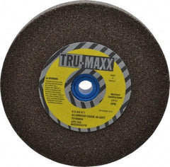 Tru-Maxx - 46 Grit Aluminum Oxide Bench & Pedestal Grinding Wheel - 6" Diam x 1" Hole x 3/4" Thick, 5410 Max RPM, O Hardness, Coarse Grade , Vitrified Bond - Exact Tool & Supply