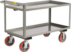Little Giant - 3,600 Lb Capacity, 24" Wide x 42" Long x 36" High Shelf Cart - 2 Shelf, Steel, 2 Rigid/2 Swivel Casters - Exact Tool & Supply