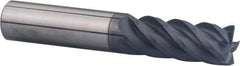 Accupro - 1/2", 5 Flute, Single End, Solid Carbide, 0.06" Corner Radius End Mill - 4" OAL, 40° Helix, Right Hand Flute, 2" LOC, Right Hand Cut - Exact Tool & Supply