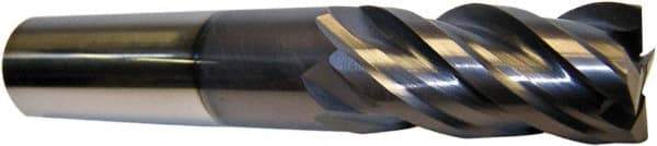Accupro - 1", 3-3/8" LOC, 1" Shank Diam, 6" OAL, 4 Flute, Solid Carbide Square End Mill - Single End, AlTiN Finish, Spiral Flute, 40° Helix, Centercutting, Right Hand Cut, Right Hand Flute - Exact Tool & Supply