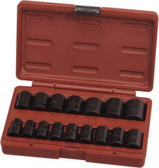 Paramount - 16 Piece 1/2" Drive Standard Impact Socket Set - 6 Points, 10 to 27mm, Metric Measurement Standard - Exact Tool & Supply