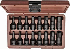 Paramount - 16 Piece 1/2" Drive Inch/Metric Impact Hex Bit Socket Set - 1/4 to 3/4" Hex - Exact Tool & Supply