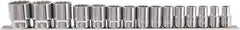 Paramount - 15 Piece 1/2" Drive Chrome Vanadium Finish Socket Set - 12 Points, 10mm to 32mm Range, Metric Measurement Standard - Exact Tool & Supply