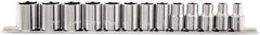 Paramount - 13 Piece 3/8" Drive Chrome Vanadium Finish Socket Set - 6 Points, 7mm to 19mm Range, Metric Measurement Standard - Exact Tool & Supply
