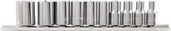 Paramount - 10 Piece 1/4" Drive Chrome Vanadium Finish Socket Set - 6 Points, 3/16" to 9/16" Range, Inch Measurement Standard - Exact Tool & Supply