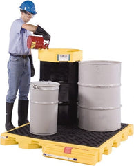 UltraTech - 99 Gal Sump, 6,000 Lb Capacity, 4 Drum, Polyethylene Spill Deck or Pallet - Exact Tool & Supply