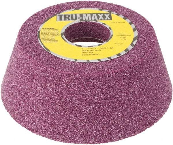 Tru-Maxx - 5" Diam x 1-1/4" Hole x 1-3/4" Thick, K Hardness, 46 Grit Surface Grinding Wheel - Aluminum Oxide, Type 11, Coarse Grade, Vitrified Bond, No Recess - Exact Tool & Supply