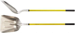 Ampco - 11" High x 14" Wide Square Aluminum Shovel - 60-1/2" Long Fiberglass Straight Handle, No Step - Exact Tool & Supply