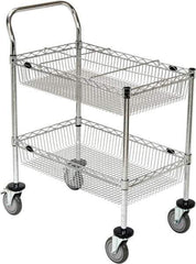 Value Collection - 300 Lb Capacity, 18" Wide x 30" Long x 40" High Wire Cart - 2 Shelf, Steel, 2 Rigid/2 Swivel Casters - Exact Tool & Supply