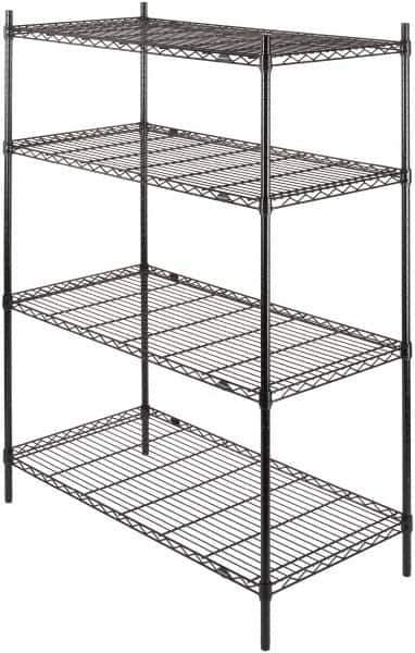 Value Collection - 4 Shelf Wire Shelving - Starter Unit - 48" Wide x 24" Deep x 63" High, - Exact Tool & Supply
