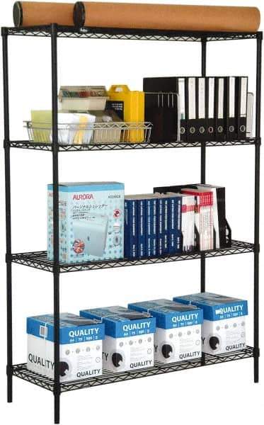 Value Collection - 4 Shelf Wire Shelving Unit - 48" Wide x 18" Deep x 74" High, - Exact Tool & Supply