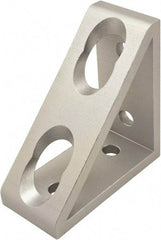 80/20 Inc. - 80mm Wide, Open Shelving 4 Hole Inside Corner Gusset - Aluminum, Clear Anodized Finish, 36mm Long, Use with 40 Series & Bolt Kit 75-3422 - Exact Tool & Supply