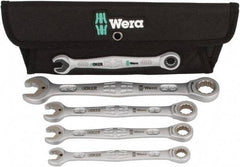 Wera - 4 Piece, 7/16" to 3/4", 12 Point Combination Wrench Set - Inch Measurement Standard, Satin Finish, Comes in Cordura Nylon Roll - Exact Tool & Supply