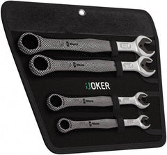 Wera - 4 Piece, 10mm to 19mm, 12 Point Combination Wrench Set - Metric Measurement Standard, Satin Finish, Comes in Cordura Nylon Roll - Exact Tool & Supply