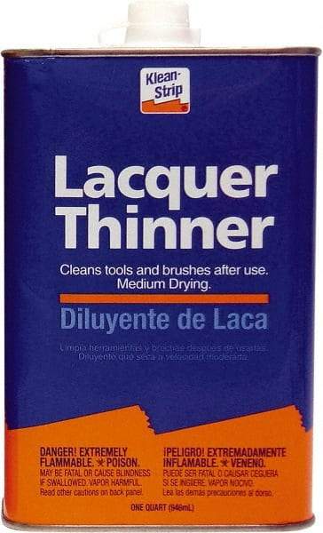 Klean-Strip - 1 Qt Lacquer Thinner SCAQMD - 24 gL VOC Content, Comes in Metal Can - Exact Tool & Supply