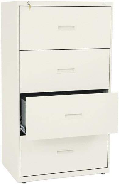 Basyx - 30" Wide x 53-1/4" High x 19-1/4" Deep, 4 Drawer Lateral File - Steel, Putty - Exact Tool & Supply