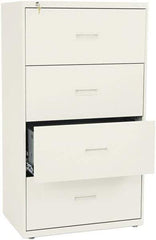 Basyx - 30" Wide x 53-1/4" High x 19-1/4" Deep, 4 Drawer Lateral File - Steel, Putty - Exact Tool & Supply