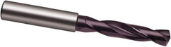 Guhring - 9.7mm 140° Spiral Flute Solid Carbide Screw Machine Drill Bit - FIREX Finish, Right Hand Cut, 47mm Flute Length, 89mm OAL, SU Point, Straight Shank, Through Coolant - Exact Tool & Supply