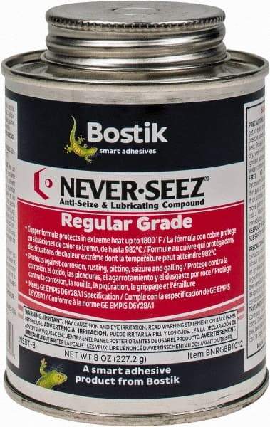 Bostik - 8 oz Can Extreme Pressure Anti-Seize Lubricant - Copper, -297 to 1,800°F, Silver Gray, Water Resistant - Exact Tool & Supply