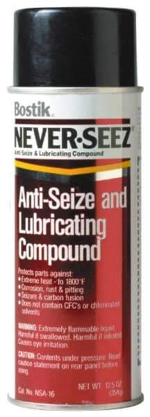 Bostik - 16 oz Aerosol Extreme Pressure Anti-Seize Lubricant - Copper, -297 to 1,800°F, Silver Gray, Water Resistant - Exact Tool & Supply
