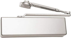 Falcon - 54" Door Width, 13-5/8" Closer Body Length, Heavy-Duty Door Closer to Full Cover to Hold Open Manual Damper - Aluminum Finish - Exact Tool & Supply