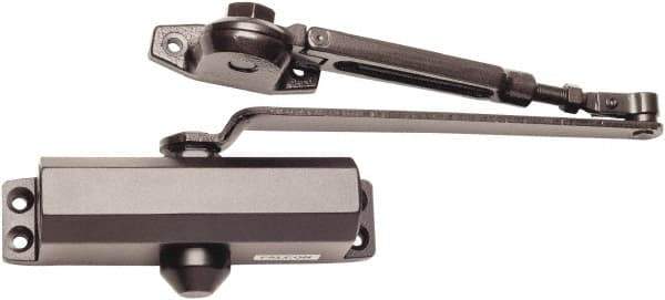 Falcon - 7" Closer Body Length, Light-Duty ADA Complaint Door Closer to Hold Open Manual Damper - Dark Bronze Finish - Exact Tool & Supply