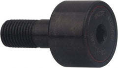 Accurate Bushing - 1-1/4" Roller Diam x 3/4" Width, 1/2" Stud Diam x 1-1/4" Length, Crowned Sealed Stud Cam Follower with Hex - Carbon Steel, 5/8" Thread Length, 1/2-20 Thread, 2" OAL, 4,470 Lb Dynamic Cap, 4,300 Lb Static Cap - Exact Tool & Supply