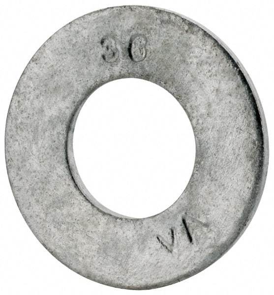 Value Collection - 3/8" Screw, Grade SAE 1035-1050 Steel Standard Flat Washer - 0.401" ID x 13/16" OD, 0.08" Thick, Galvanized Finish - Exact Tool & Supply