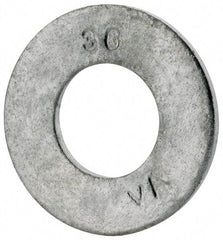 Value Collection - 3/8" Screw, Grade SAE 1035-1050 Steel Standard Flat Washer - 0.401" ID x 13/16" OD, 0.08" Thick, Galvanized Finish - Exact Tool & Supply