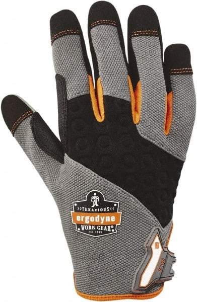 Ergodyne - Size L (9) Polyester Blend Work Gloves - For Mechanic's & Lifting, Uncoated, Hook & Loop Cuff, Full Fingered, Black/Gray, Paired - Exact Tool & Supply