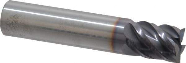 Niagara Cutter - 1/2", 5/8" LOC, 1/2" Shank Diam, 2-1/2" OAL, 5 Flute, Solid Carbide Square End Mill - Single End, TiAlN Finish, Spiral Flute, 45° Helix, Centercutting, Right Hand Cut, Right Hand Flute, Series S545 - Exact Tool & Supply