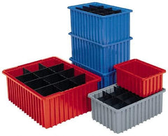 Akro-Mils - 0.61 Cu Ft, 30 Lb Load Capacity Gray Polyethylene Dividable Container - Stacking, 22.4" Long x 17.4" Wide x 4" High - Exact Tool & Supply