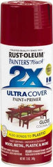 Rust-Oleum - Colonial Red, Gloss, Enamel Spray Paint - 8 to 12 Sq Ft per Can, 12 oz Container - Exact Tool & Supply
