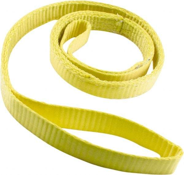 Erickson Manufacturing - 4' Long x 1" Wide, 2,400 Lb Vertical Capacity, 2 Ply, Polyester Web Sling - 1,920 Lb Choker Capacity, Yellow - Exact Tool & Supply