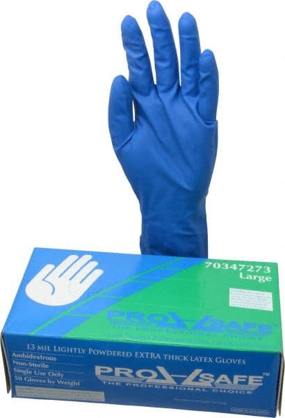 PRO-SAFE - Size L, 13 mil, Industrial Grade, Powdered Latex Disposable Gloves - Exact Tool & Supply