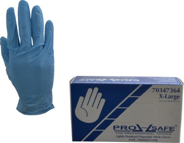 PRO-SAFE - Size XL, 8 mil, Industrial Grade, Powdered Nitrile Disposable Gloves - Exact Tool & Supply