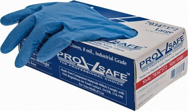 PRO-SAFE - 50 Piece Pack, Size L, 8 mil, Industrial Grade, Powder Free Nitrile Disposable Gloves - Exact Tool & Supply