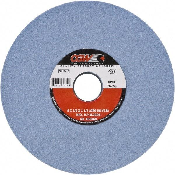 Camel Grinding Wheels - 14" Diam x 5" Hole x 2" Thick, K Hardness, 46 Grit Surface Grinding Wheel - Aluminum Oxide, Type 7, Medium Grade, Vitrified Bond, Two-Side Recess - Exact Tool & Supply