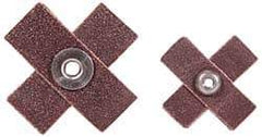 Norton - 120 Grit, Fine Grade, Aluminum Oxide Cross Pad - 1-1/2" Long x 1-1/2" Wide x 1/2" Thick, Cloth Backed, X Backing Weight, 8 Ply, 24,000 Max RPM - Exact Tool & Supply